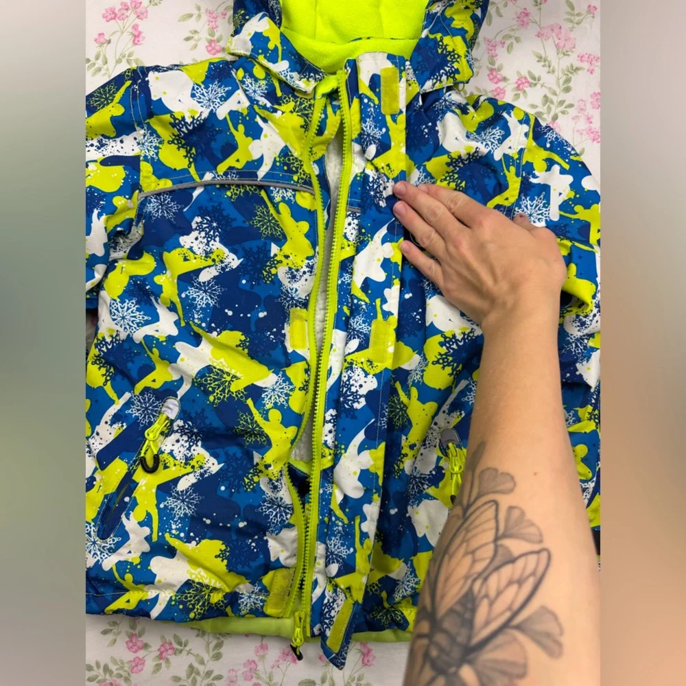 Phibee Big Boy's Waterproof Breathable Snowboard Ski Jacket blue yellow white